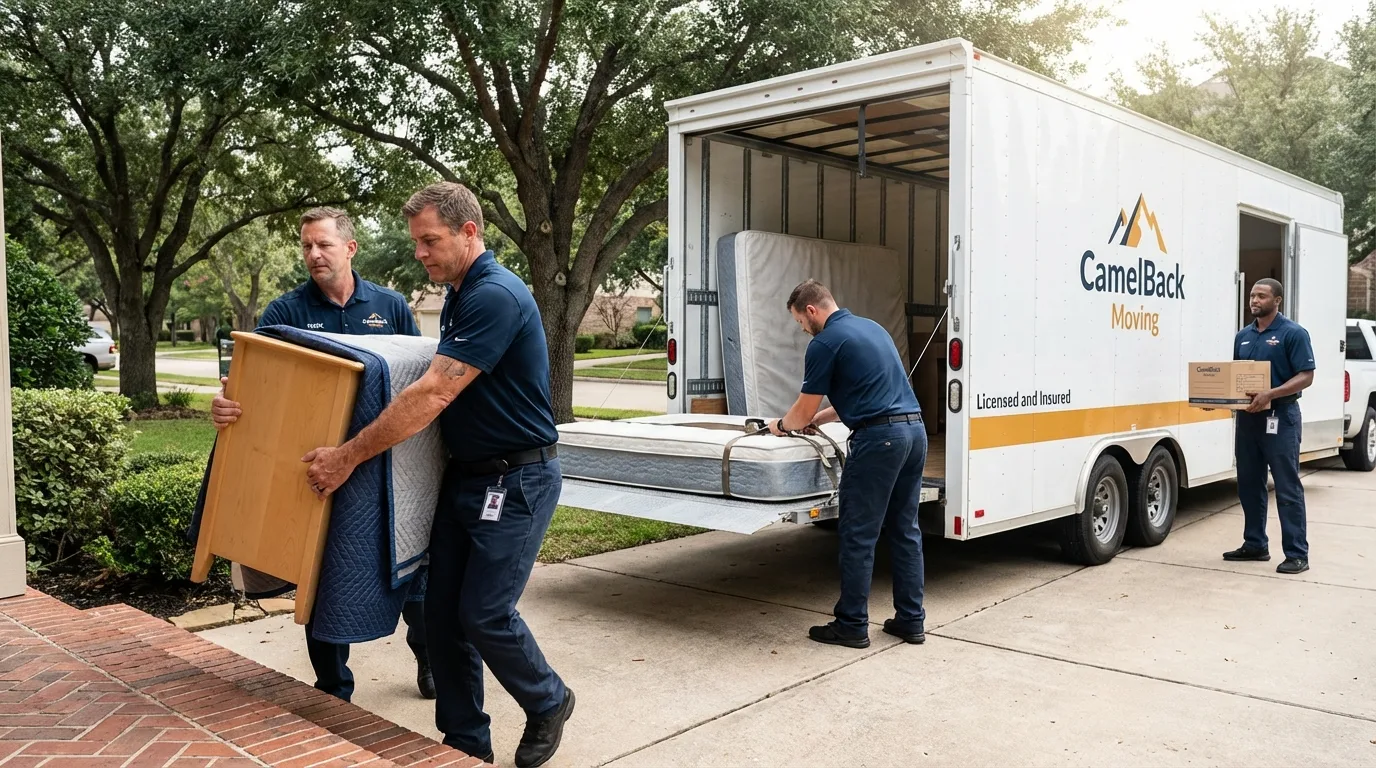 Crew loading residential truck for cross-state move from Lake Panasoffkee, FL