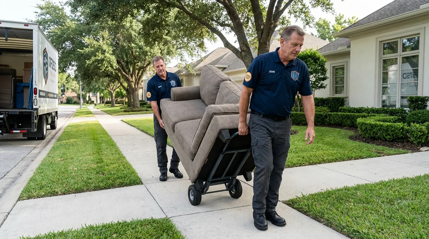 Local residential moving crew loading furniture in Lake Panasoffkee, FL