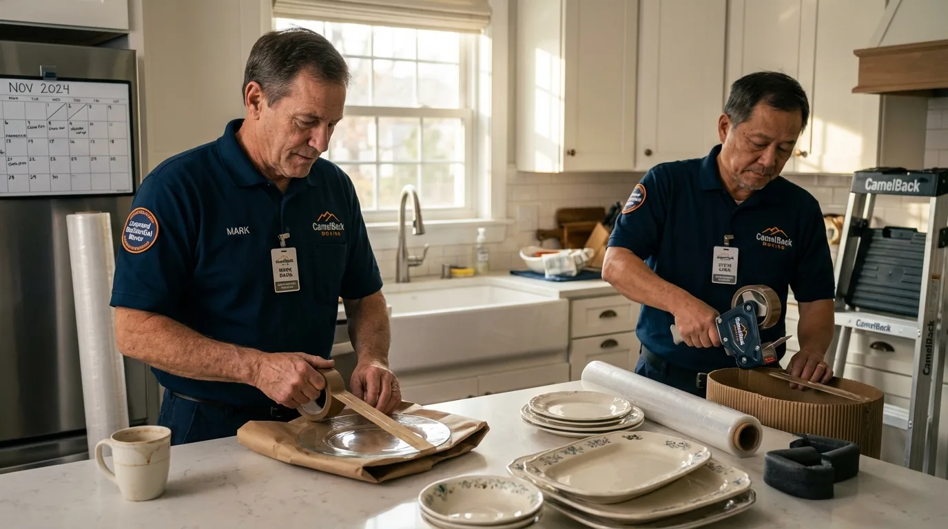 Professional crew packing kitchen dishware in Lake Panasoffkee, FL